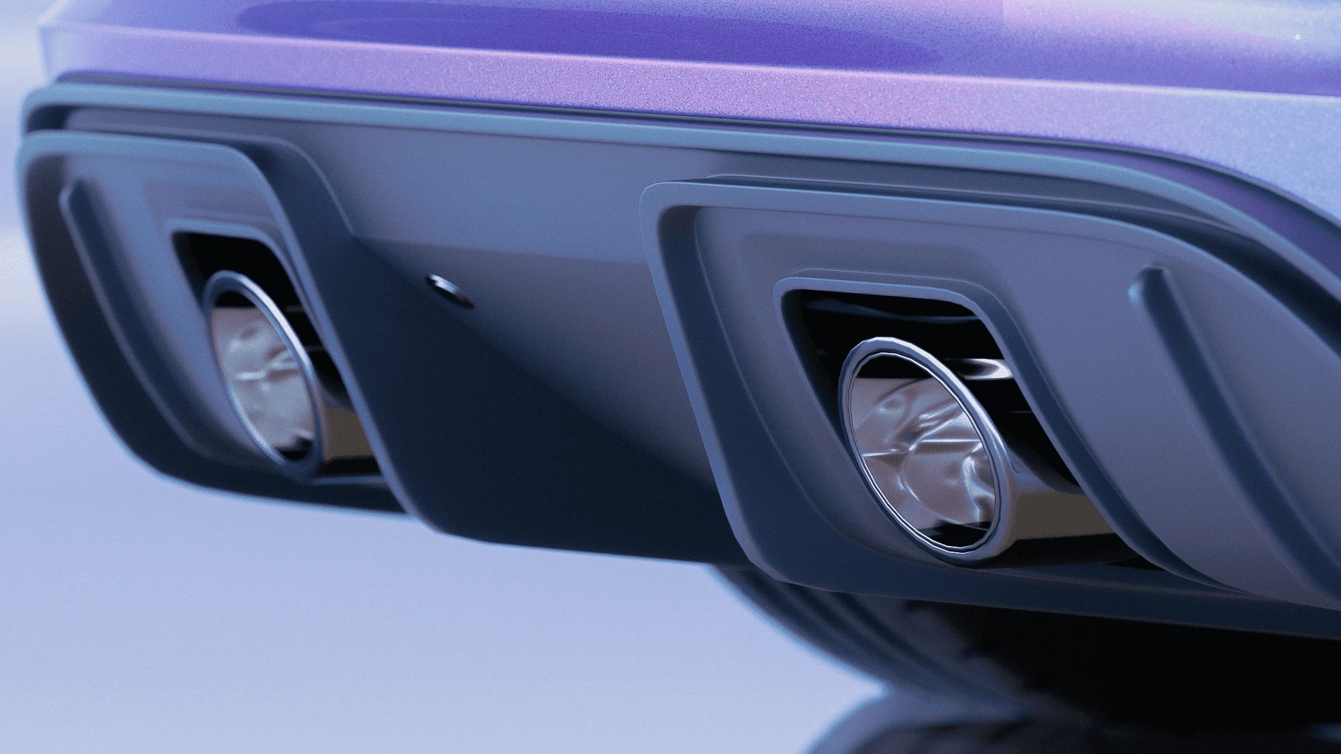 Macro render of the Porsche GT4 rear diffuser and exhaust surround