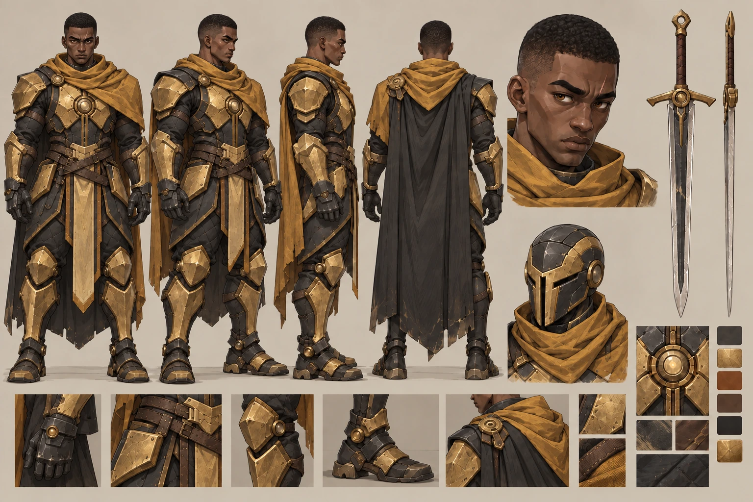 Paladino protagonist turnaround, costume and portrait exploration