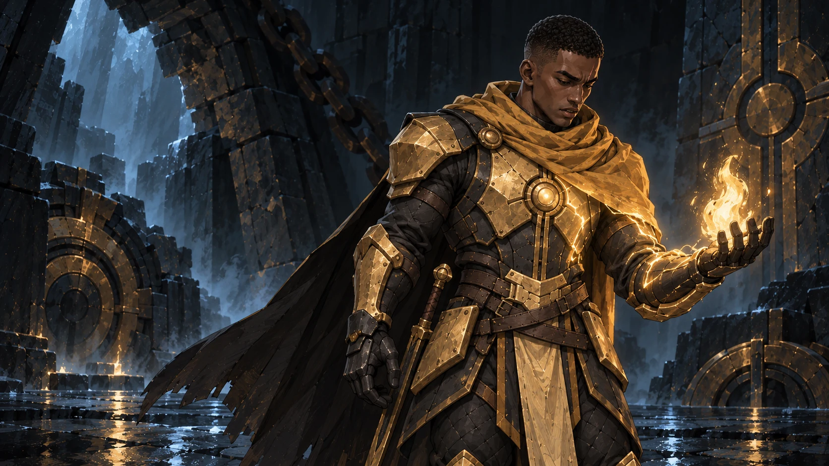 Paladino discovering a small golden force in his hand