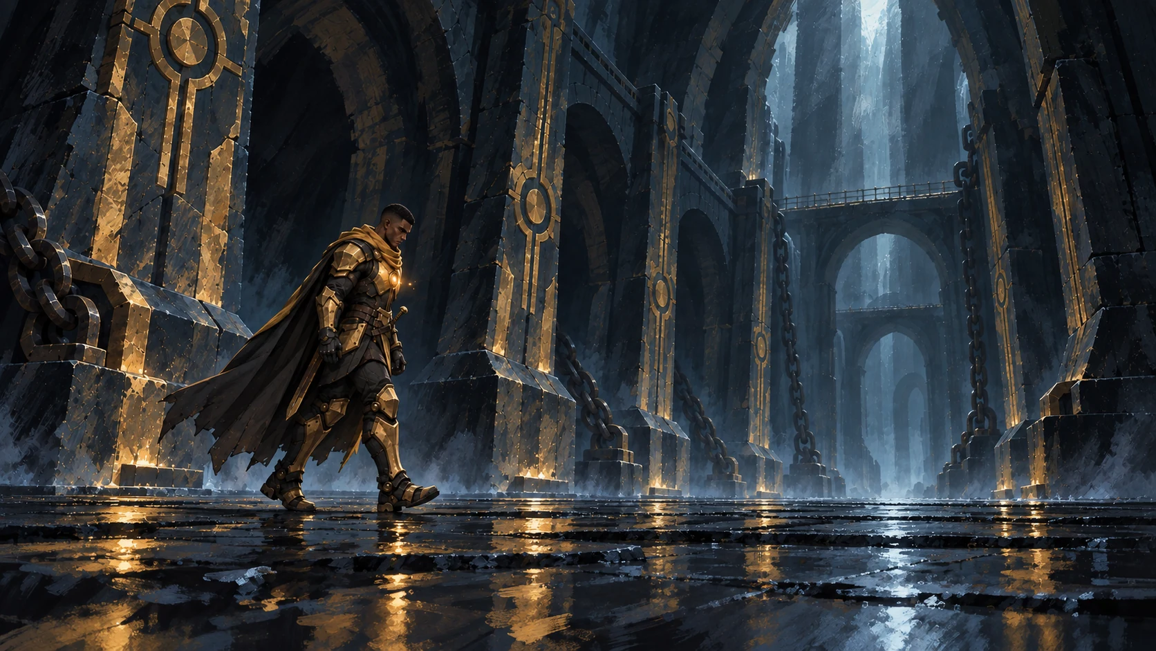 Wide Paladino environment showing the cathedral interior and creature scale